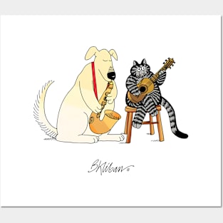 B Kliban Cat Guitar Posters and Art